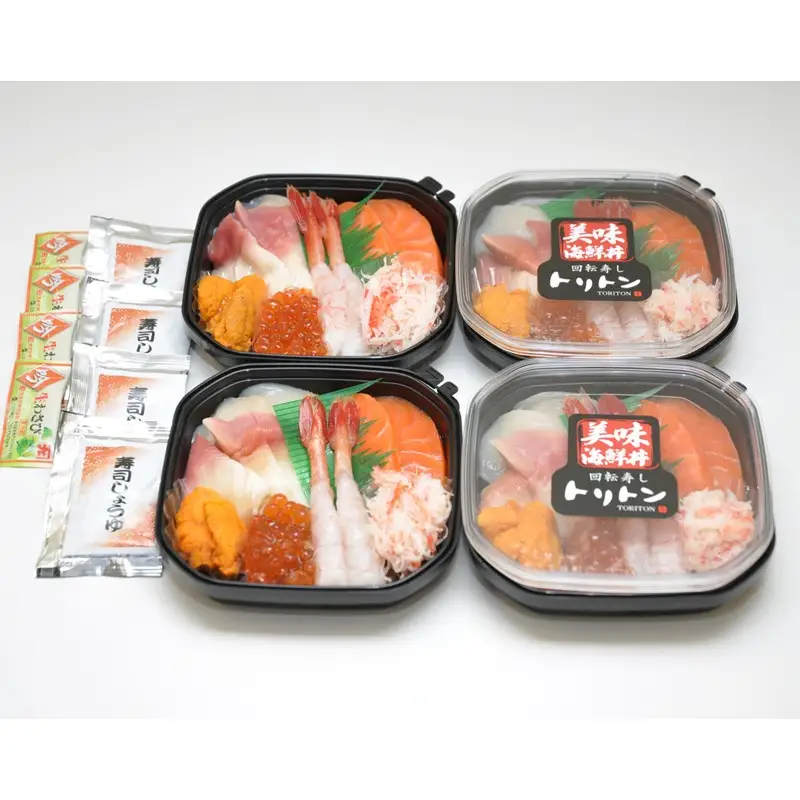 トリトンの特選海鮮丼 4個セット ( トリトン お寿司 海鮮 ホタテ サーモン いくら ウニ )【071-0004】