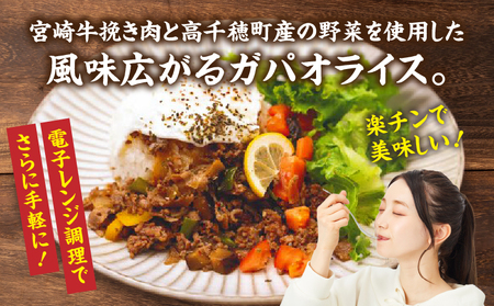 【カフェARIGATO監修】宮崎牛入り 高千穂ガパオライス ガパオライス 宮崎牛 ご飯 惣菜 加工品 冷凍 冷凍食品 温めるだけ レンジ  レンジ調理 レンチン 手軽 簡単調理 おすすめ お取り寄せ ご当地 グルメ 人気 宮崎県 高千穂町_Tk005-101