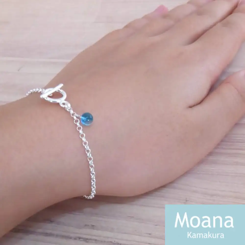 【Crystal Aqua Blue】シンプルボールブレスレット