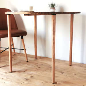 [木脚] 天然木のダイニングテーブル (ラウンド) W90×D90×H72cm [2429]