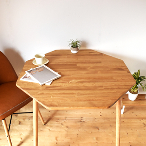 [木脚] 天然木のダイニングテーブル (ハチカク) W90×D90×H72cm [2430]