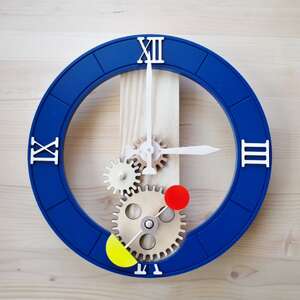 存在感抜群のオシャレな木製時計 時計 壁掛け時計 木製時計 オリジナル オシャレ ネイビーブルー 日本製 新生活 おもちゃ箱イカロス [h007]