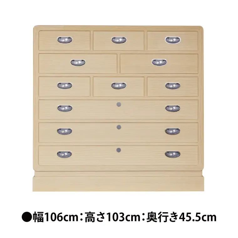 春日部総桐胴厚小袖箪笥（六段8ツ割）【埼玉県　春日部市　伝統工芸　収納　家具　桐たんす　タンス】（AQ019）