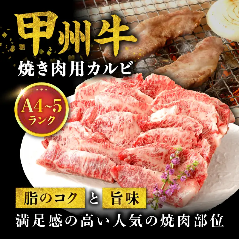 山梨県北杜市産　甲州牛　黒毛和牛　焼肉用カルビ（500g） [h021]
