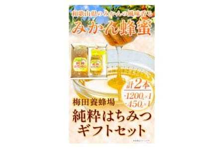 純粋はちみつ(みかん蜂蜜)ギフトセット ２本セット 1200g×1本＋450g×1本 