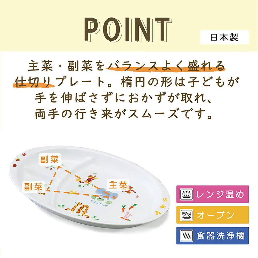 ナルミ みんなでたべよっ！ キッズプレート 28cm 40433-5554