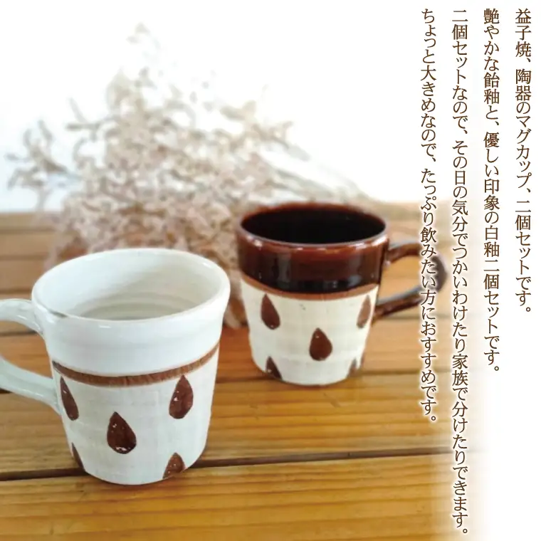 益子焼 しずくマグカップペア 益子町 BE002