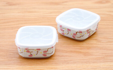 【波佐見焼】角パック 唐草 ピンク 2個セット【団陶器】[PB214]
