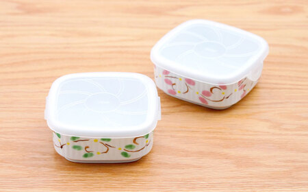 【波佐見焼】角パック 唐草 ペア 2色セット グリーン・ピンク【団陶器】[PB216]