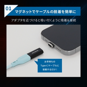 Owltech(オウルテック) マグネットで簡単ワンタッチ接続 PD60W充電／データ転送 USB Type-C 変換アダプタ（コネクタ）OWL-CBCMC01-BK　ブラック【 神奈川県 海老名市 】