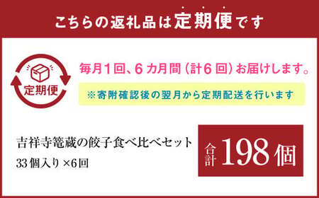 【6ヶ月定期便】吉祥寺篭蔵の餃子食べ比べセット4種(計33個) 餃子 冷凍