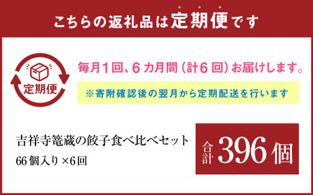 【6ヶ月定期便】吉祥寺篭蔵の餃子食べ比べセット4種(計66個) 餃子 冷凍