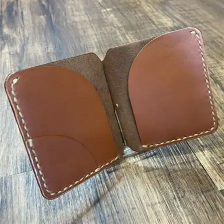 イタリアンレザー製マネークリップ 職人手作りの本革財布・プレゼントにも最適 ブラウン 茶色【1680644】