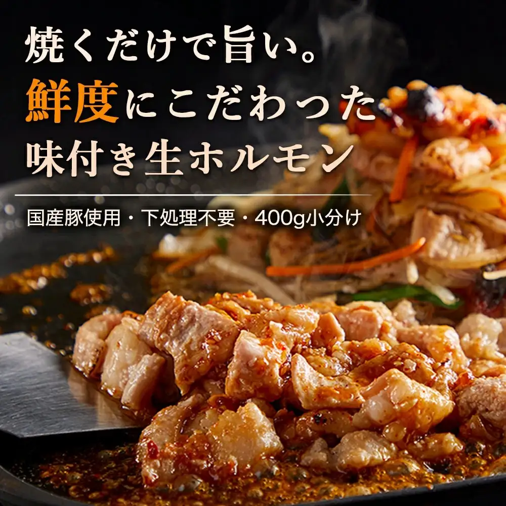 国産豚 味付き 生ホルモン ミックス(レバー入り) 2400g (400g×6パック) (DV048)