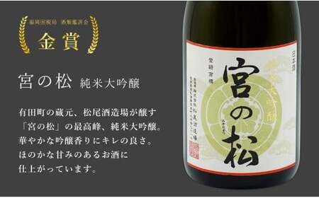 《年12回 さがん酒 定期便》大賞受賞 『宮の松 純米大吟醸酒』720ml×1本×12回 定期便 【佐嘉蔵屋】 有田町 地酒 純米大吟醸 宮の松 ほのかな甘み 720ml 12回 S220-2