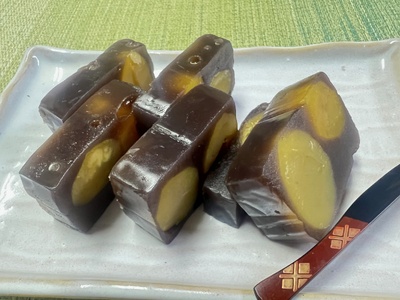 昭和2年創業の和菓子屋が作る 栗ようかん 1本 | 菓子 和菓子 ようかん 羊羹 小豆 あずき おやつ 栗 クリ くり マロン お茶請け スイーツ 老舗 昔ながら 常温 お取り寄せ 人気 千代富 清風堂 調布 東京