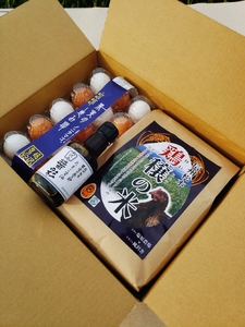 卵 & 米 & 醤油 TKG セット ( 信州ノニタマゴ15個入り & コシヒカリ2kg & オリジナル醤油150ml )