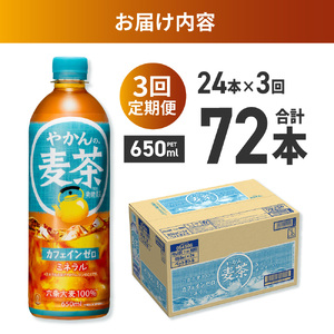 【３ヶ月定期便】やかんの麦茶 from 爽健美茶 650mlPET×24本｜コカ・コーラ 飲料 ドリンク 飲み物 お茶 北海道 札幌市
