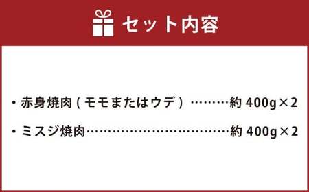 【赤身 VS ミスジ 食べ比べ！】 おおいた和牛 赤身焼肉 ・ ミスジ焼肉 各約800g（約400g×2） 計約1.6kg