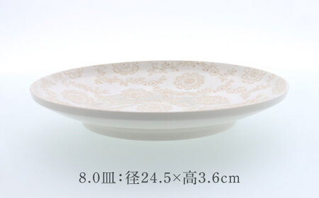 【美濃焼】ロイヤルレース 切立リム型 8.0皿 2点 ＆ 5.0皿 2点 合計4点セット 【カネ定製陶】 プレート うつわ セット　[MEI160]