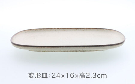 【美濃焼】クレタ 切立リム型 変形皿 2点 ＆ 小鉢 2点 合計4点セット 【カネ定製陶】 プレート ボウル セット[MEI168]