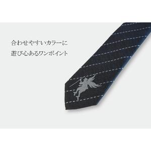 シルク100％で胸元を際立たせる　ステッチラインネクタイ　「天狗」（ネイビー）