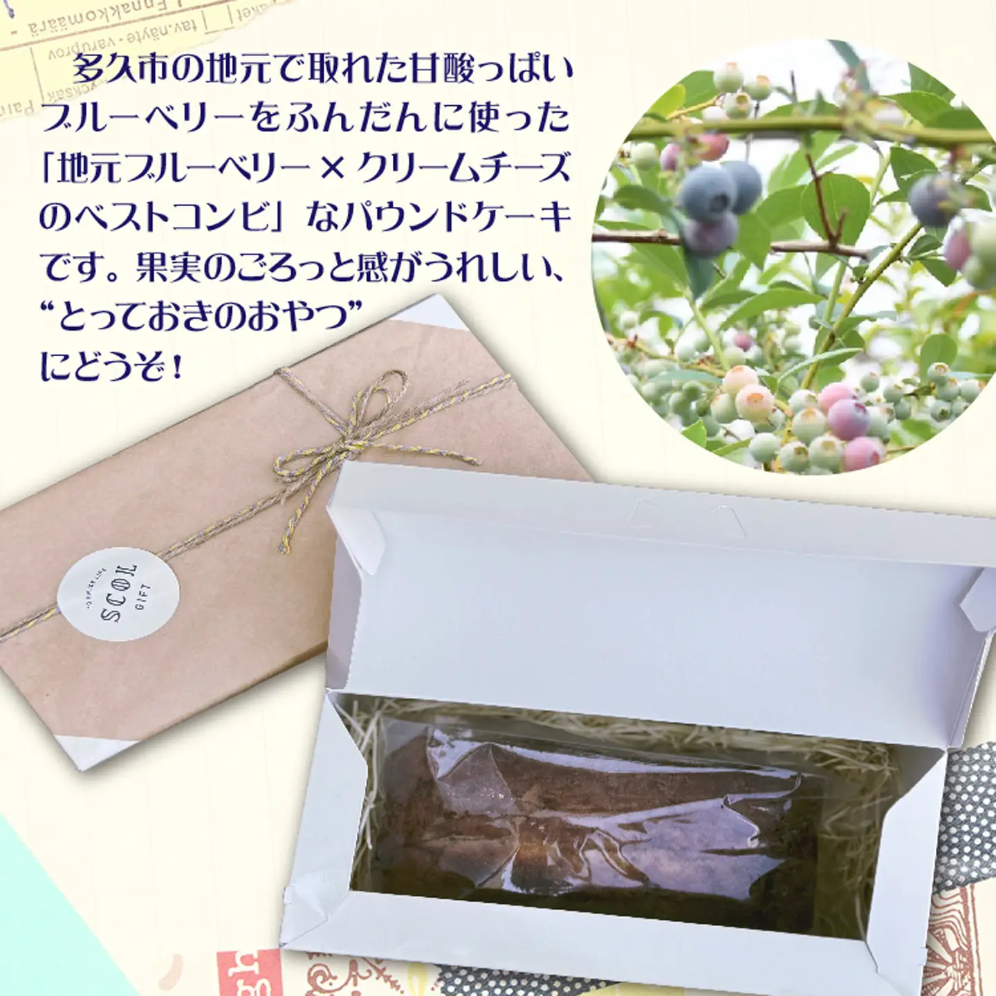 SCOL CAFE 多久産ブルーベリーとクリームチーズのパウンドケーキ _b-452