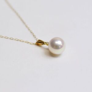 S101-435_あこや真珠 天草 ペンダント ネックレス ダイヤモンド 8mm - 8.5mm ホワイトピンク