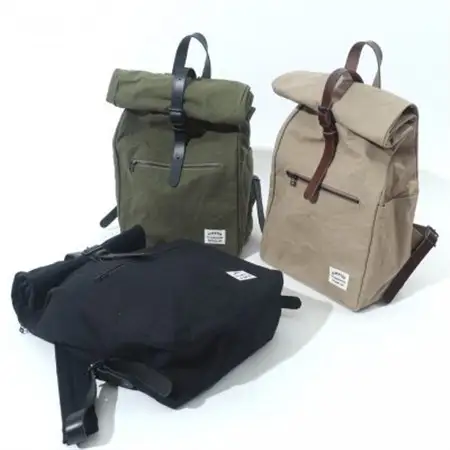 ALBERTON社の米軍帆布ARMY DUCKのロールバックパック　カーキードラブ色【1679125】