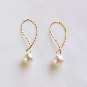 S101-432_あこや真珠 ピアス フック クロス 8mm - 8.5mm ホワイトピンク 