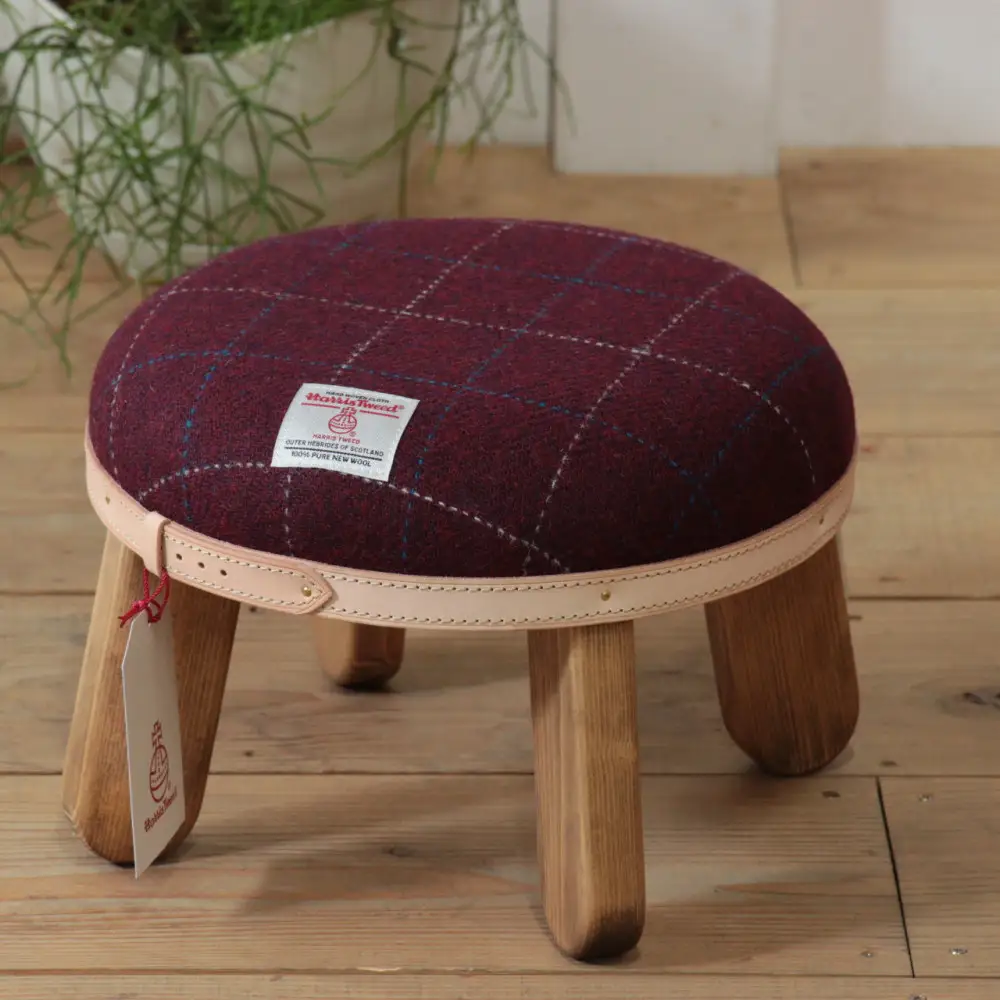 まぁるいスツール【ボルドー】 子供 椅子イスキッズ HARRIS TWEED（ハリスツイード