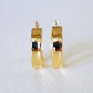 【ジュエリー】K18 イエローゴールド 地金 シンプル フープ ピアス(直径13mm) 保証書付 SKR-2133 242-016