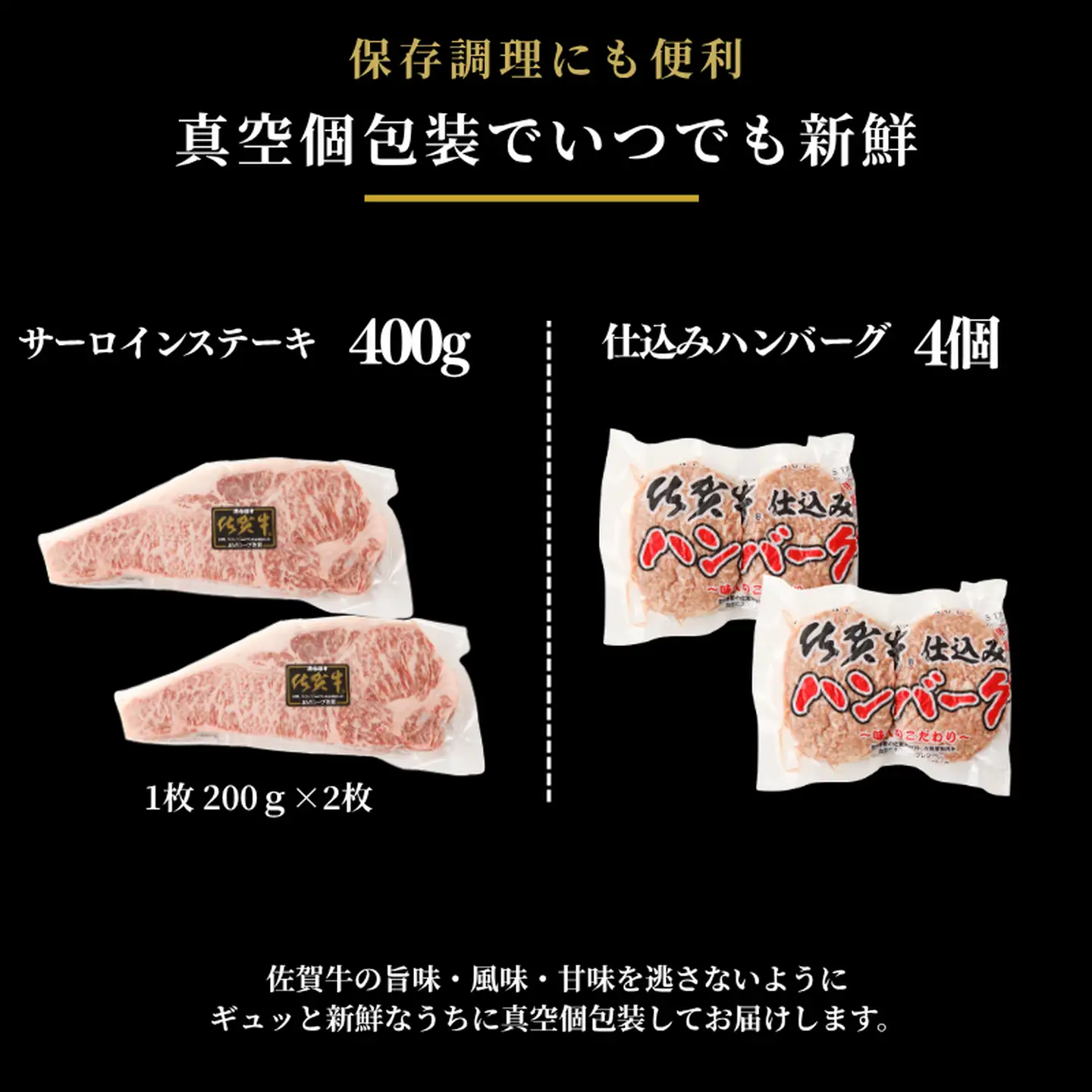 佐賀牛サーロインステーキ 400g・佐賀牛仕込みハンバーグ 4個 セット：B235-020
