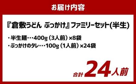 『倉敷うどん ぶっかけ』ファミリーセット(半生) 24人前 うどん 麺類 麺 半生 半生麺 ぶっかけうどん タレ つゆ 岡山県 倉敷市