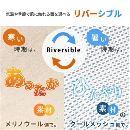 防縮ウールパイル・クールメッシュ素材リバーシブル敷きパッドダブルサイズ【1182879】