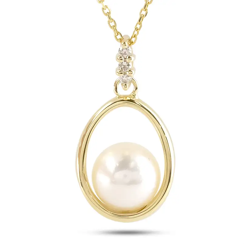 18金 ネックレス レディース あこや真珠 パール ペンダントトップ 18k ダイヤモンド ゴールド イエローゴールドk18 ダイヤ 真珠 ジュエリー 人気 シンプル フォーマル 240509400y SWAA322