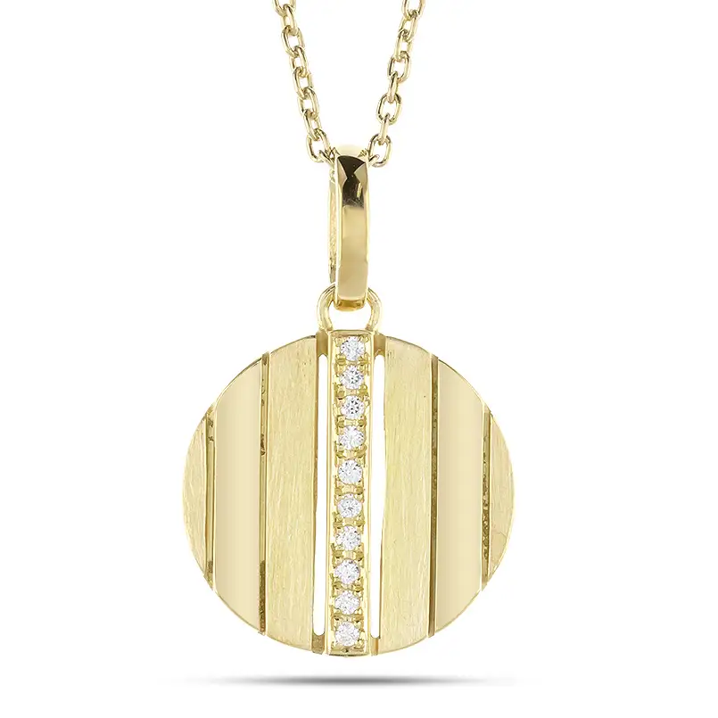 ネックレス メンズ 18金 18k ゴールド ダイヤモンド ペンダントトップ 大ぶり サークル ダイヤ イエローゴールドK18 ストライプ コイン型 ラウンド お守り ジュエリー シンプル 普段 使い 人気 250520200ym SWAA328