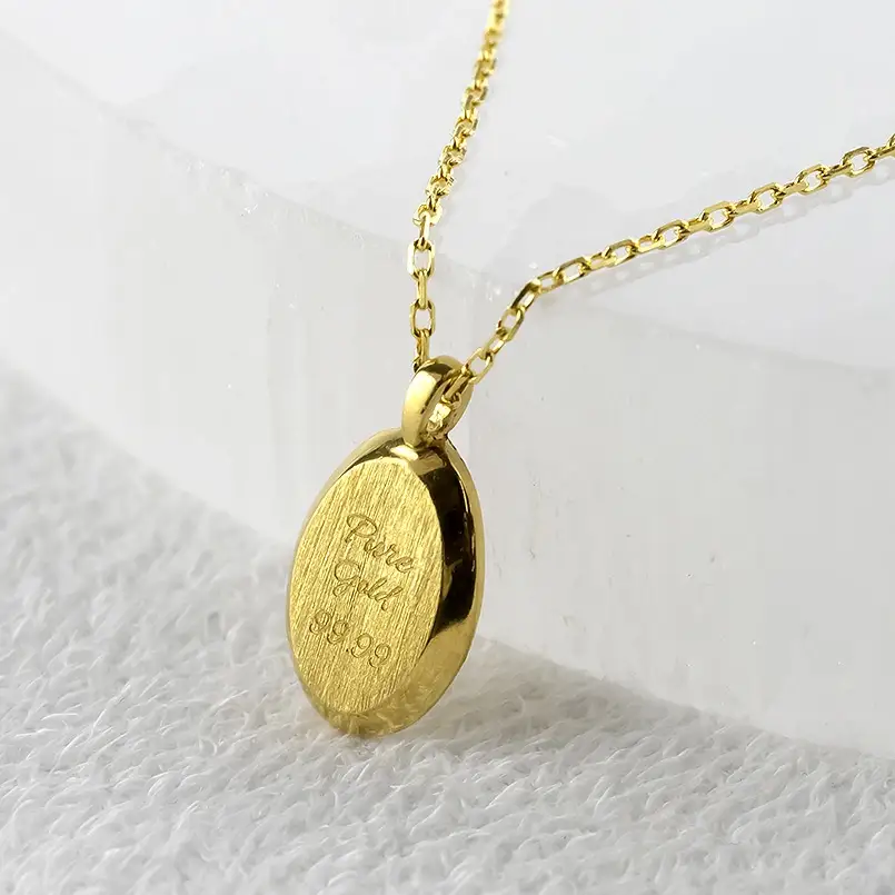 ネックレス 純金 24金 ペンダントトップ レディース インゴット型 24k ゴールド チェーン 金属アレルギー 対応 K24 プレート オーバル 小ぶり 地金 ジュエリー シンプル 人気 普段 使い 250530mro202nK24 SWAA349