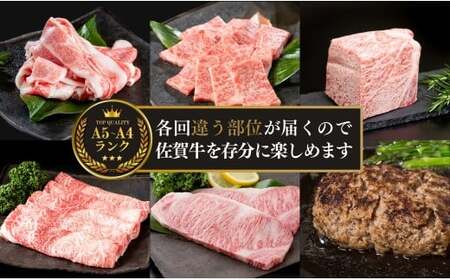 【佐賀牛定期便！偶数月にお届け☆】食卓彩り定期便 通年6回コース【有田まちづくり公社】佐賀牛 牛肉 黒毛和牛 極上の佐賀牛 厳選 お肉 おにく カルビ焼肉 ロースブロック バラスライス ロースステーキ しゃぶしゃぶ ハンバーグ 6回 定期便 ギフト 贈り物 贈答 10万円 N100-21