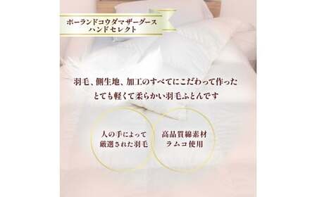 【カバー付き ネイビー】羽毛ふとん ポーランドコウダマザーグースハンドセレクト クイーンサイズ | 寝具 布団