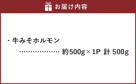 牛みそホルモン 計約500g（約500g×1パック） 肉 お肉 ホルモン 焼肉 焼き肉 牛大腸 肉厚 冷凍