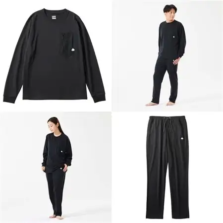 LBL リカバリーウエア 冬用上下セット　XLサイズ リカバリーパンツ+プルオーバー ブラック【1683582】