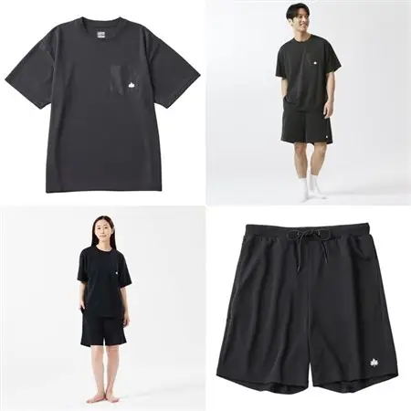LBL リカバリーウエア 夏用上下セット　Lサイズ　リカバリーショーツ+Tシャツ ブラック【1683621】