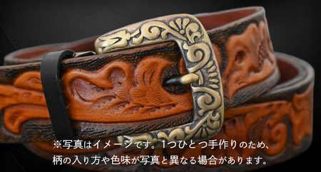 牛革ベルト アンティーク焦茶(茶+黒)【太さ30mm / 厚さ3.7mm / M(110cm)】 [BE027ya-M]