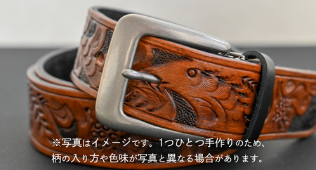 牛革ベルト アンティーク焦茶染め+黒【太さ35mm / 厚さ3.7mm / M(110cm)】 [BE036ya-M]