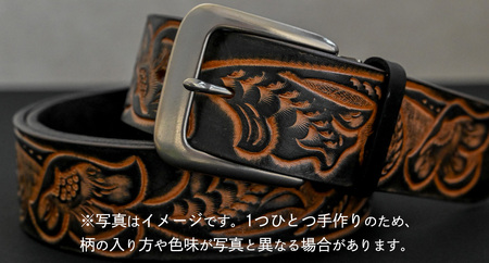 牛革ベルト 黒かすれ染め【太さ40mm / 厚さ3.7mm / L(130cm)】 [BE042ya-L]