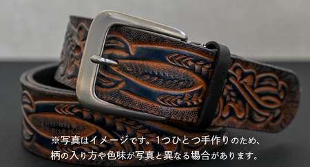 牛革ベルト 紺かすれ染め【太さ40mm / 厚さ3.7mm / M(110cm)】 [BE044ya-M]