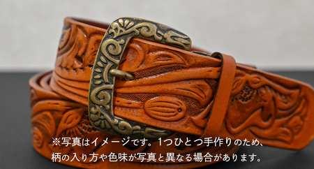 牛革ベルト アンティークタン染め【太さ40mm / 厚さ3.7mm / M(110cm)】 [BE046ya-M]