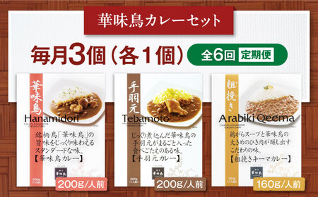 【全6回定期便】博多華味鳥　カレーセット3食入り 愛媛県大洲市/トリゼンフーズ株式会社 カレーレトルト カレー インスタントカレー はなみどり[AGDT019]