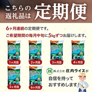 【定期便】遊佐町産はえぬき5kg×6ヶ月連続中旬発送（6月～11月） [1455T06]